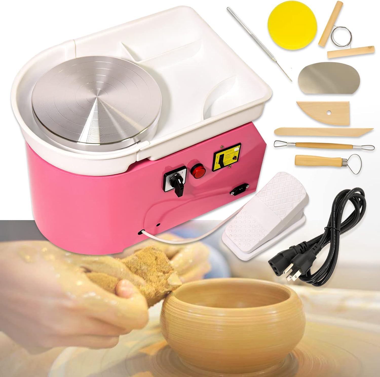 Pottery Wheel Machine Pottery Forming Machine 25CM 350W Electric Pottery Wheel with Foot Pedal for Ceramic Work Art Craft Professional Pottery Wheel by TOPEMAI