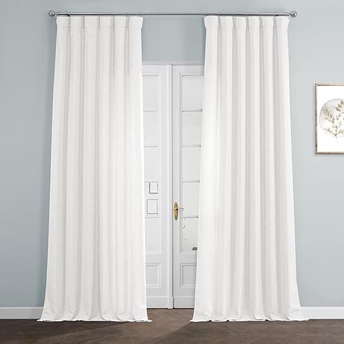 HPD HALF PRICE DRAPES Cortinas de lino italiano para dormitorio y sala de estar, cortinas de oscurecimiento de habitación de 120 pulgadas de largo
