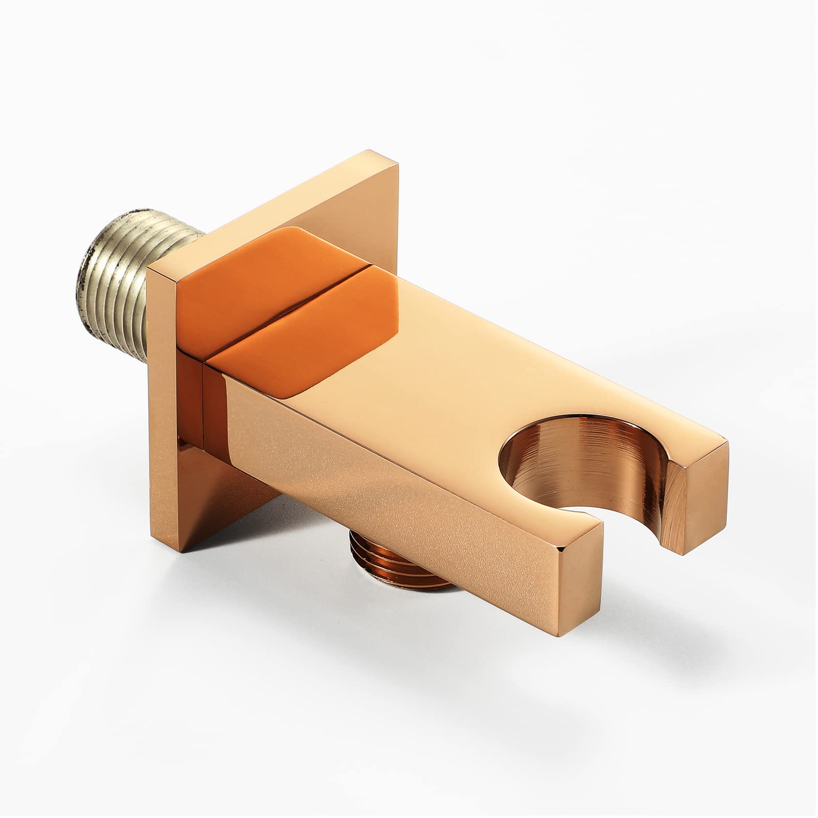 AKAZI Duschkopfhalter, quadratische Wandhalterung für Handbrause, Messing, Mehrfarbig, Verstellbarer Halter für Badezimmer und Hotel, gebürstetes Gold (Rose Gold)