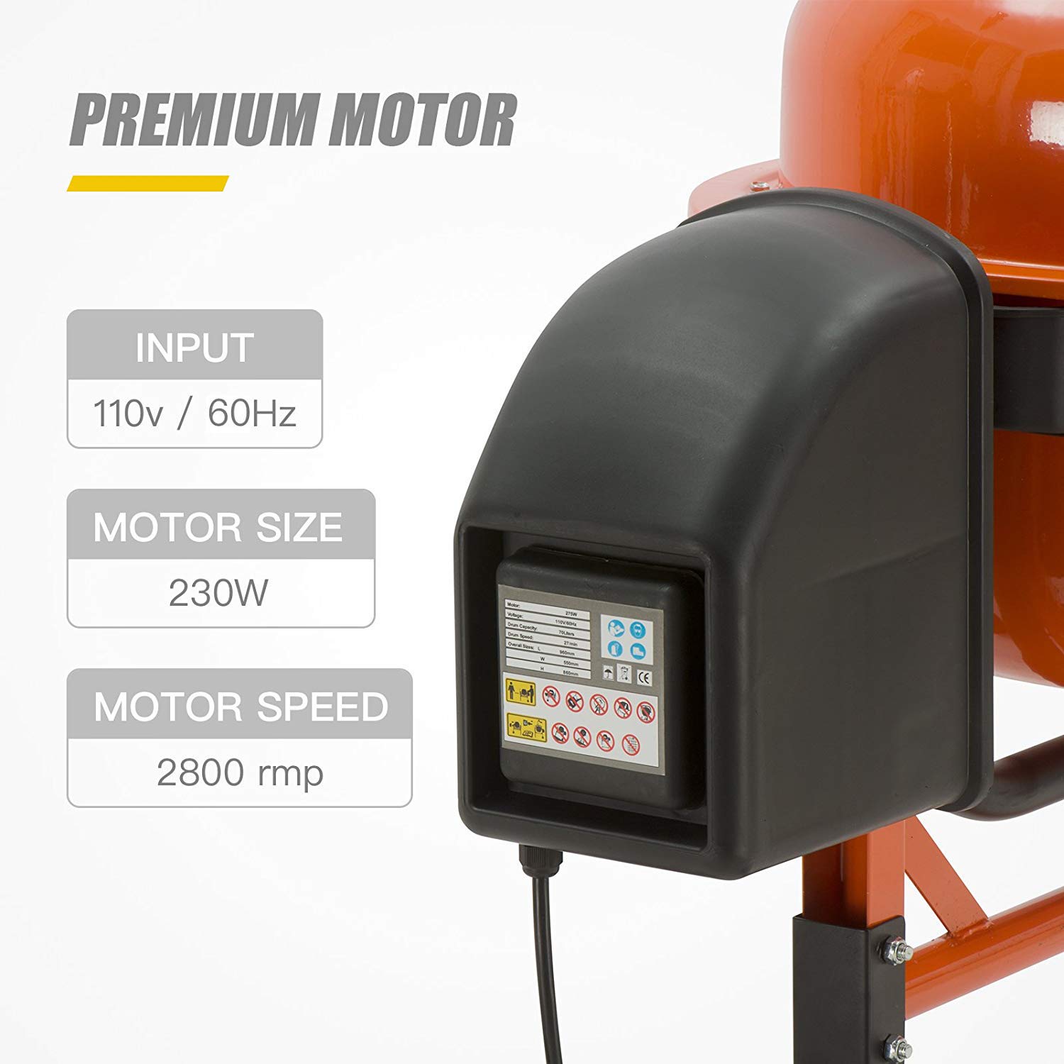 SUNCOO 1/2 HP 2.5 Cu Ft Electric Concrete Cement Mixer Mortar Mixing