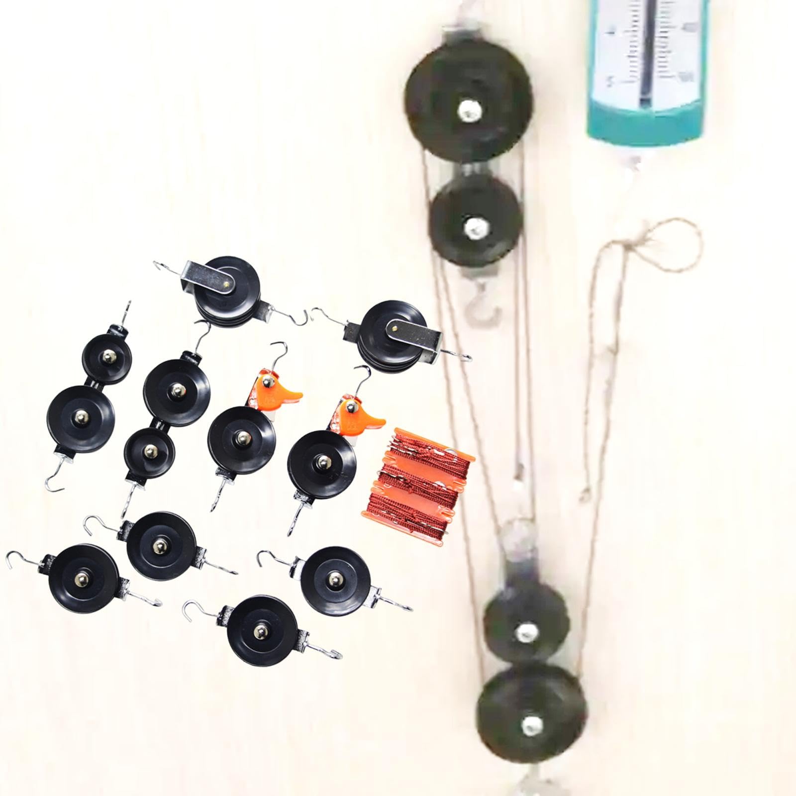de Poleas, Kit de Poleas, Material de Juguete para Experimentos de Física, Aprendizaje de Ciencias, Función de Bricolaje, Fácil de Instalar, a, Juego de 11 Piezas.