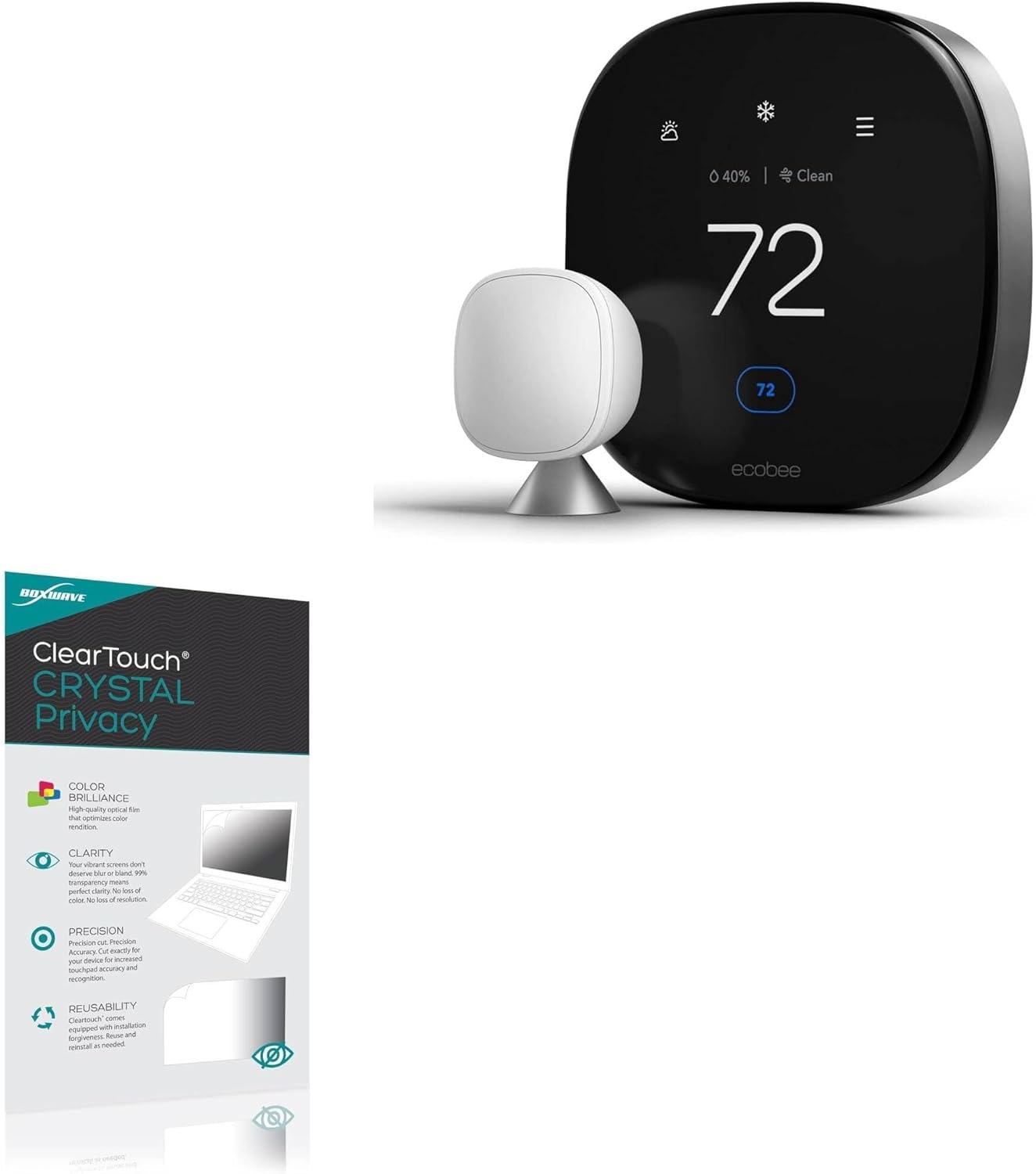 BoxWave Screen Protector Compatible with Ecobee New Smart Thermostat Premium – ClearTouch Crystal Privacy (2-Pack), Privacy Screen Protector Flexible Film Clear