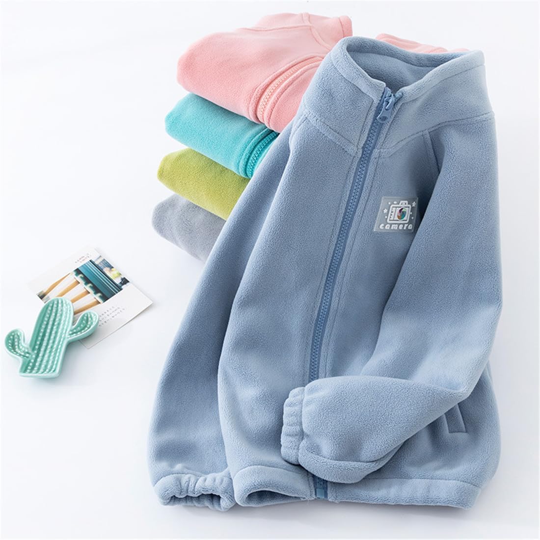 Girls Boys Fleece Jacket Fleece Lined Full-Zip Fleece Jacket Soft Fall Winter Warm Outerwear