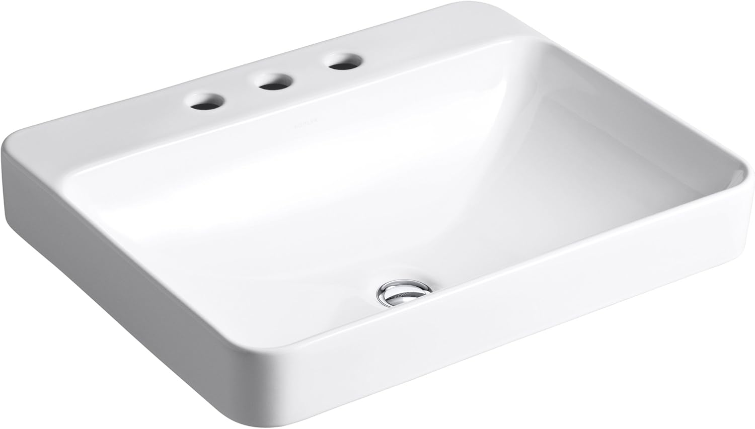 KOHLER K-2660-8-0 Vox Rectangle Vessel with Widespread Faucet Holes, White