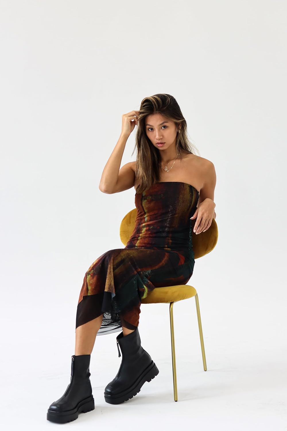 bego Women's Platform Ankle Boots Chunky Chelsea Short Fall Boots Front Zipper Combat Boots Casual Vegan Leather Boots (7, Black) - Image 2