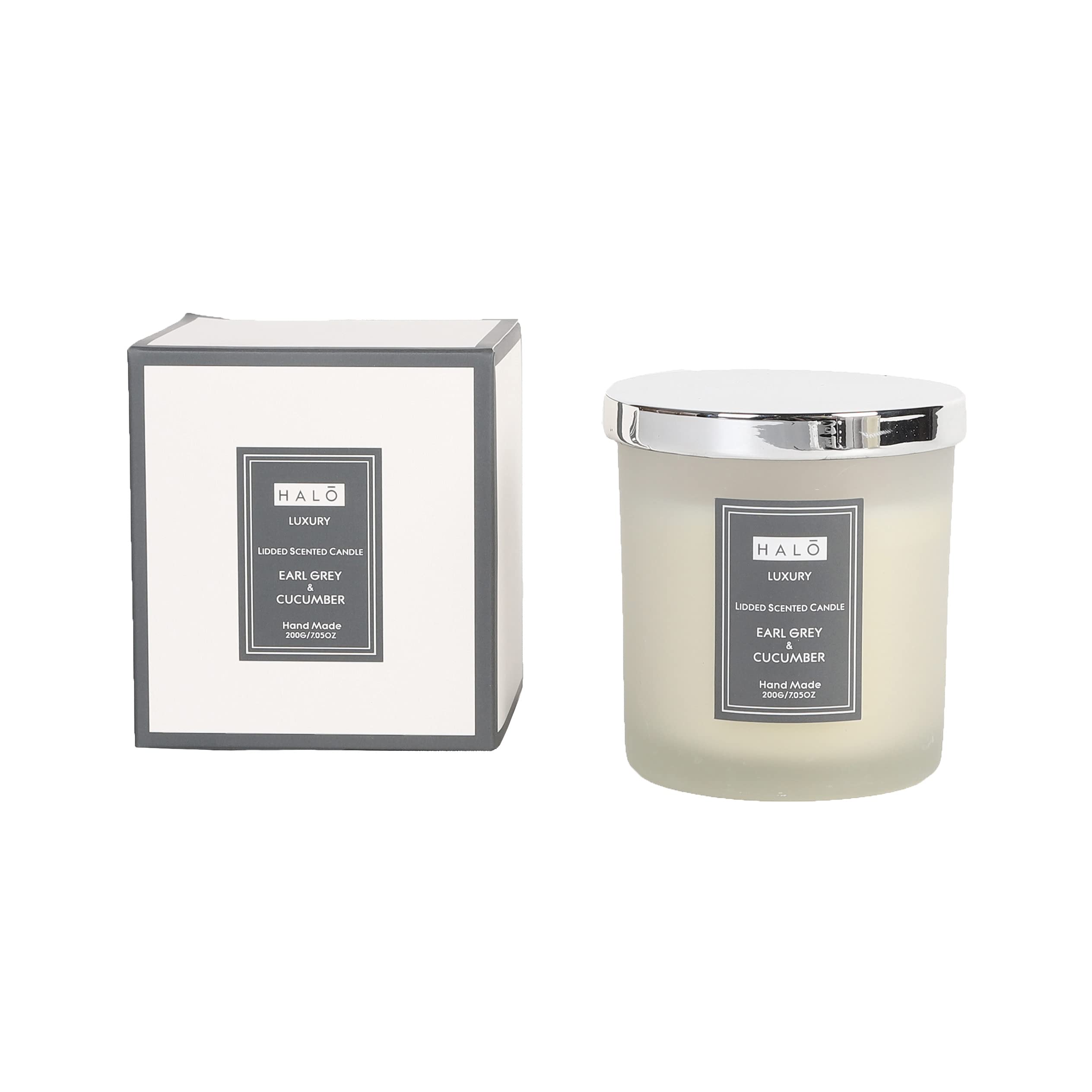 Sleepdown Earl Grey And Cucumber Halo Scented Candle | Jar Candle | Burn Time: Up To 24 Hours 200G, 5056242817147 Small