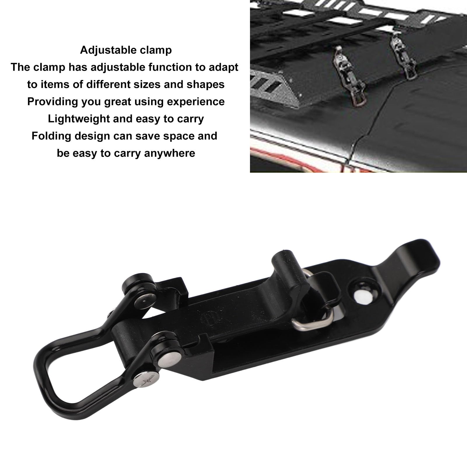 MOZUO Metal Rubber Clip Mounting Kit Clamp, Black Roof Rack Shovel Rack, Shovel Fixing Device for Roof Rack, Can Also Be Used as Roof Rack Shovel