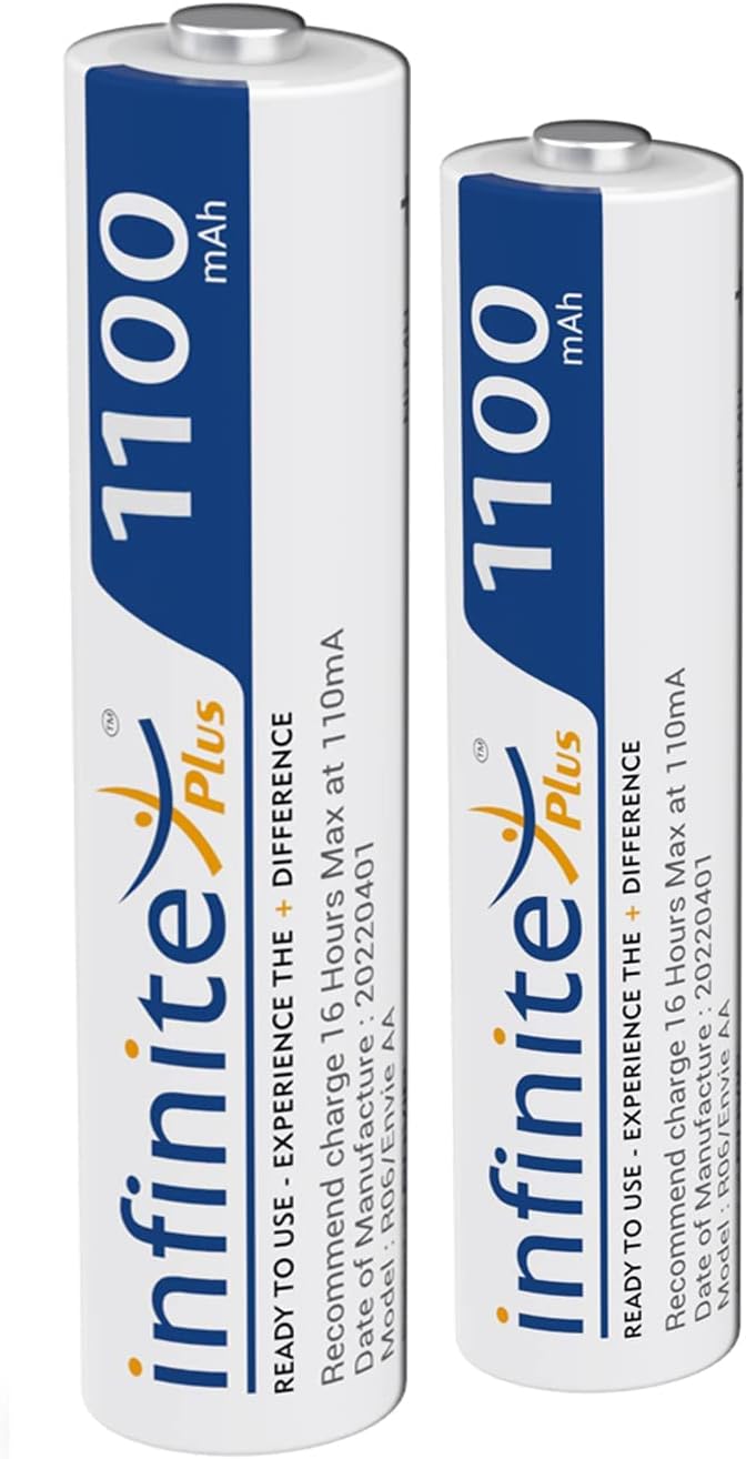 (AAA11002PL) AAA Rechargeable Batteries, High-Capacity Ni-MH 1100 mAh, Low Self Discharge, Pre-Charged (Pack of 2)