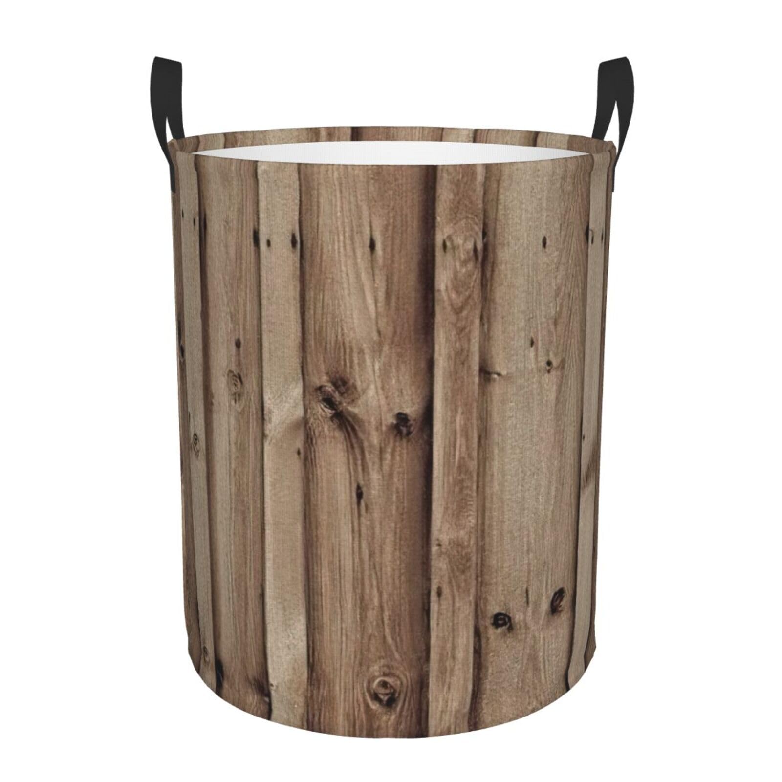 Panier à linge grain de bois au design texturé unique pour rangement de chambre chic