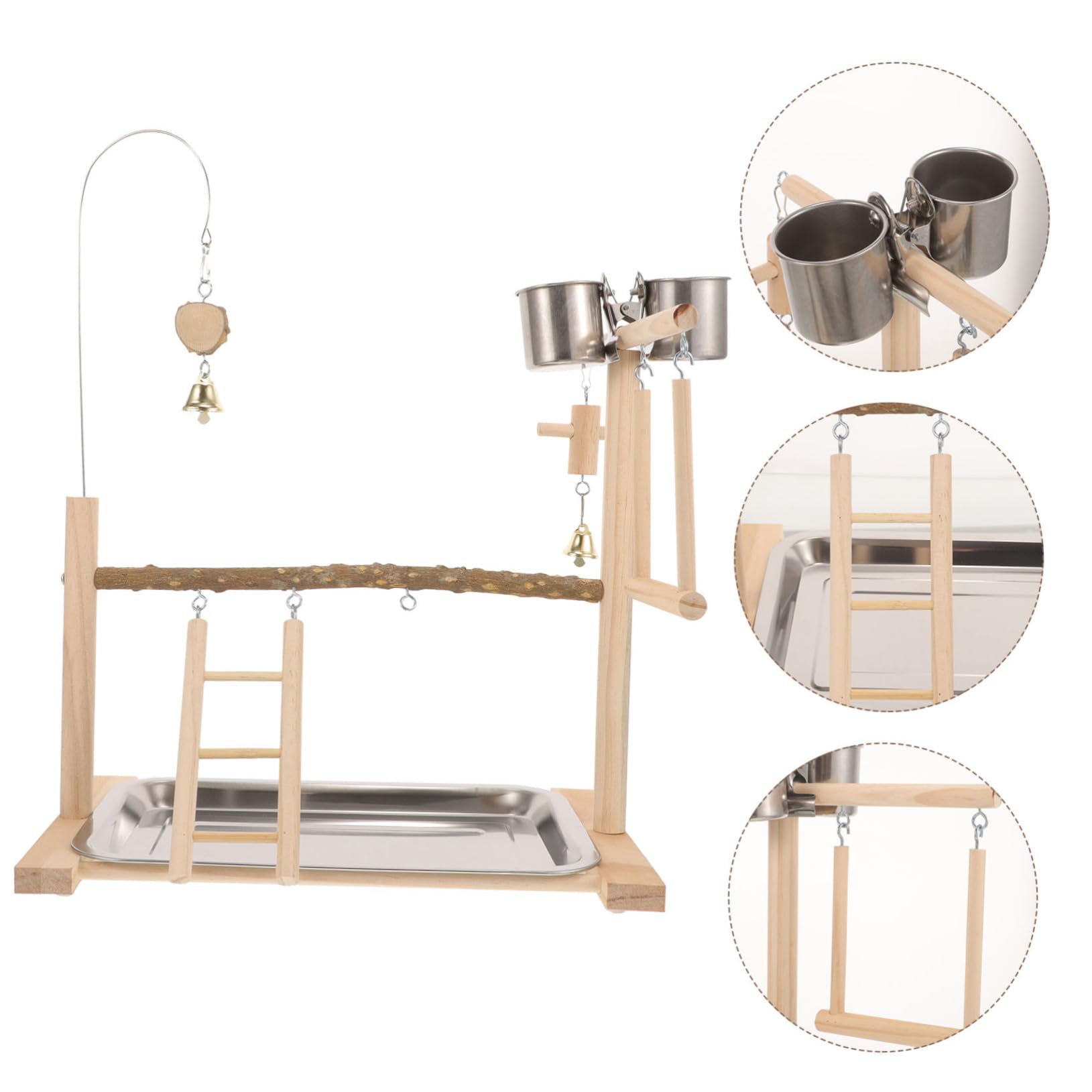 1juego Soporte De Madera para Pájaros con Escalera y Columpio Parque Interactivo para Periquitos y Loros Juguetes De Aves Seguros y Decorativos para Jaulas y Espacios