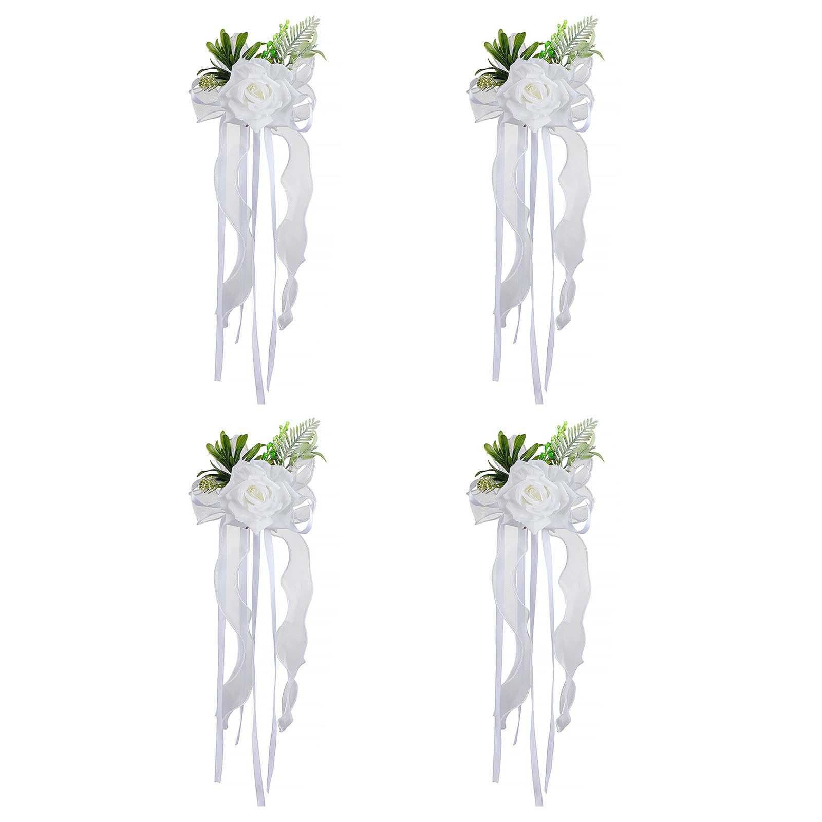 our fave Of 4 Nuptial Car Simulation Flower Adornment Elegant Bridal Car Decoration Silk Bowknot Flower Glasses Embellishment Glasses Bowknot for Wedding