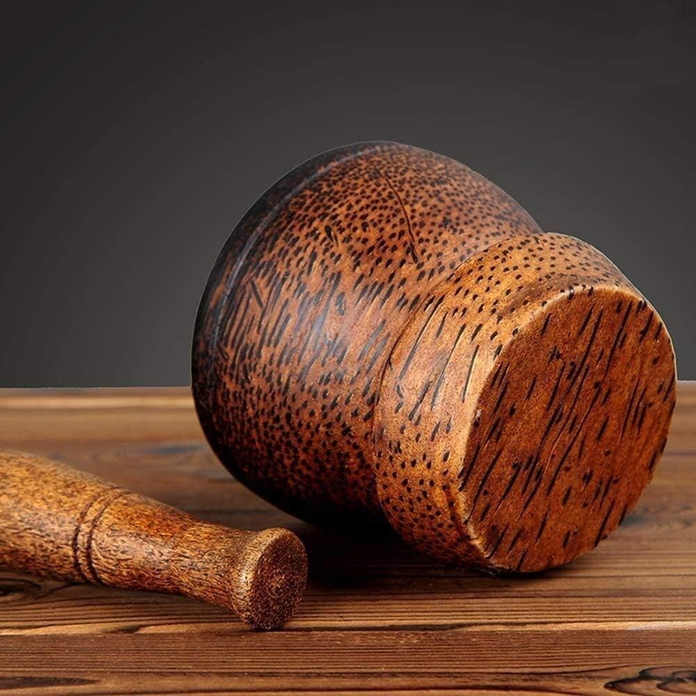 Mörser- und Stößel-Set aus Massivholz mit Deckel, Löffel im Lieferumfang enthalten – einfach zu verwenden und zu reinigen, perfekt zum Mahlen von Pfeffer, Knoblauch, Kräutern und Gewürzen
