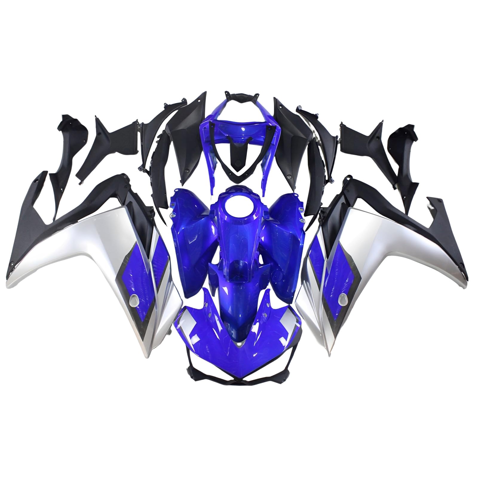 - ABS Plastics Full Fairing Kit For Yamaha YZF R25 R3 2014 2015 2016 2017 2018 Fairings Body Kit Injection Motorcycle Bodywork Bodyframe(Blue Silver)