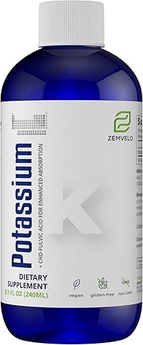 Suplemento iónico líquido de citrato de potasio | Electrolito de potasio | Apoya un corazón saludable | Equilibrio de pH intestinal saludable |