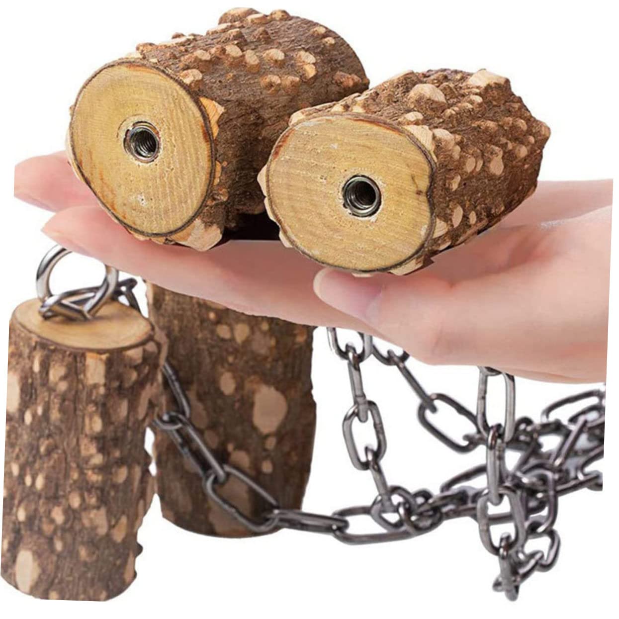 Jouet Balançoire pour Perroquet, Support en Bois, Anneau Suspendu