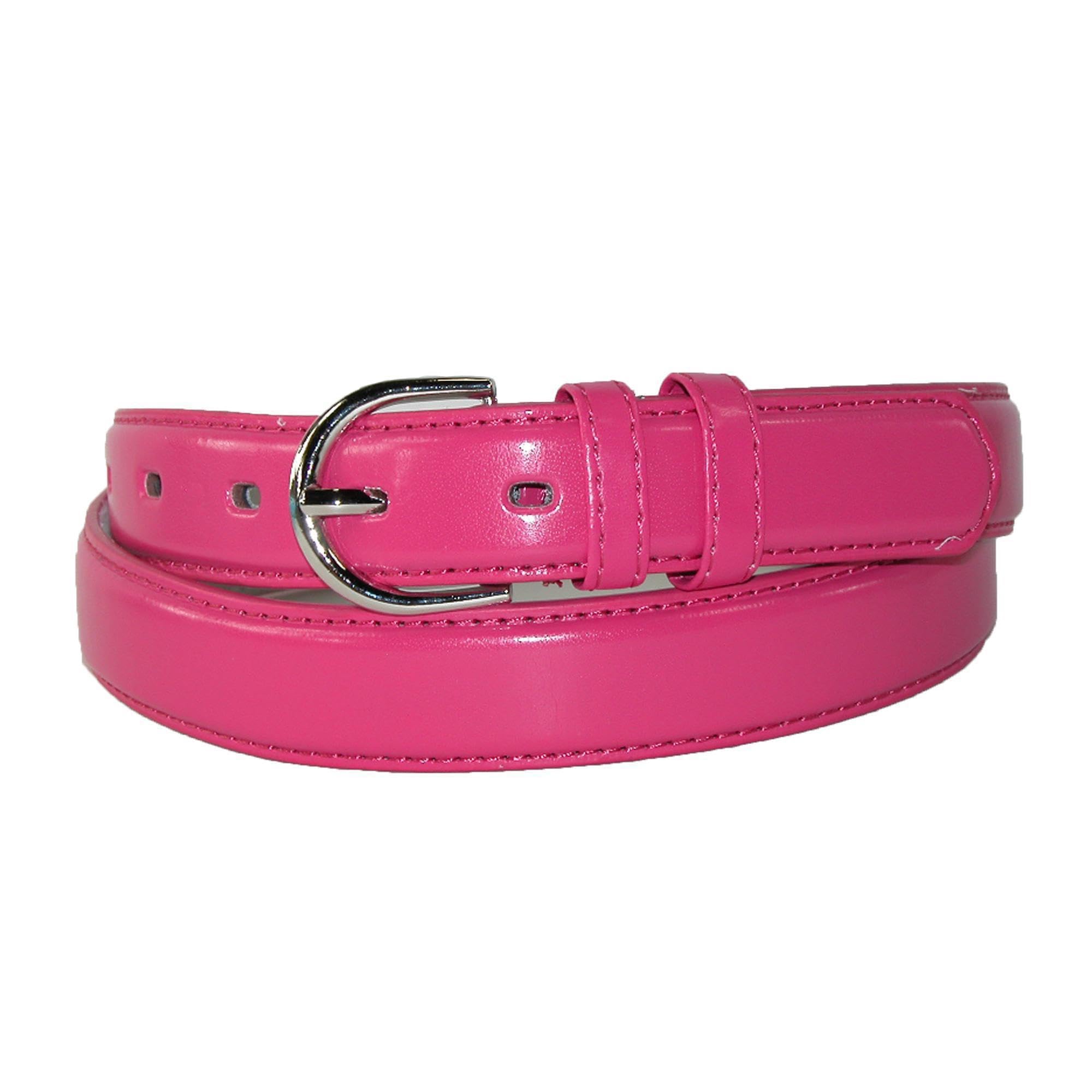 CTM Women's Leather 28.5 mm Dress Belt, L, Dark Pink