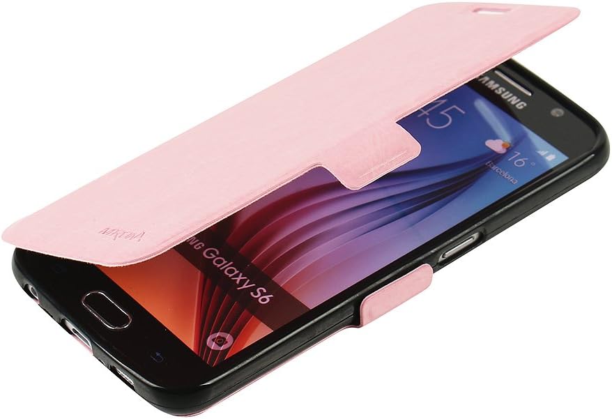 S6 Case, Galaxy S6 Case, MTRONX Magnetic Ultra Folio Flip Slim Premium PU Leather Soft TPU Wallet Case Cover Pouch with Stand and Card Slot for Samsung Galaxy S6 - Pink(MSC-PK)