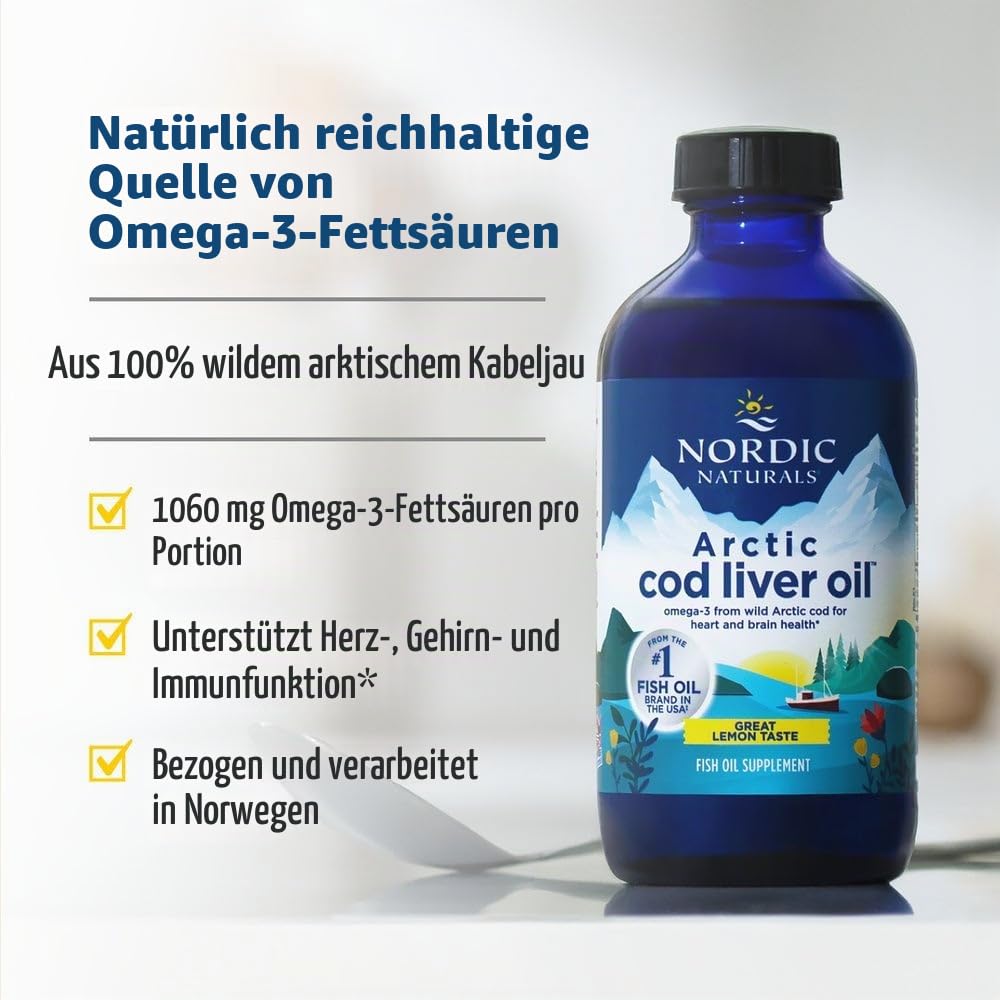 Nordic Naturals Artic Cod Liver Oil, Lemon, 8-Ounce Bottle by Nordic Naturals (English Manual)