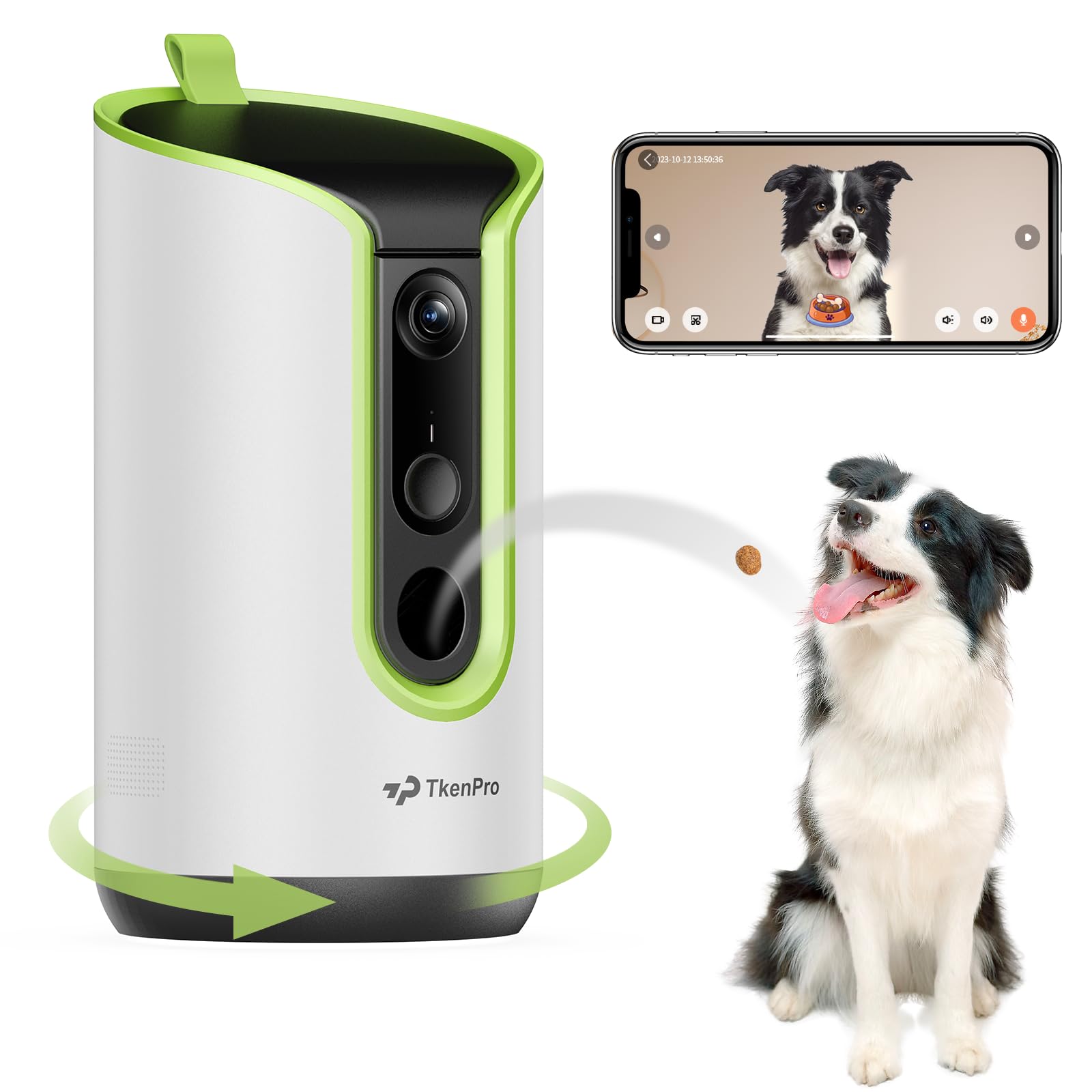 TKENPRO 5MP Ultra HD Pet Camera - Dog Camera with Treat Dispenser, Remote Treat Tossing via Phone App, 360&deg; Auto Tracking & Motion Alerts, 5G&2.4G WiFi for Cats Indoor