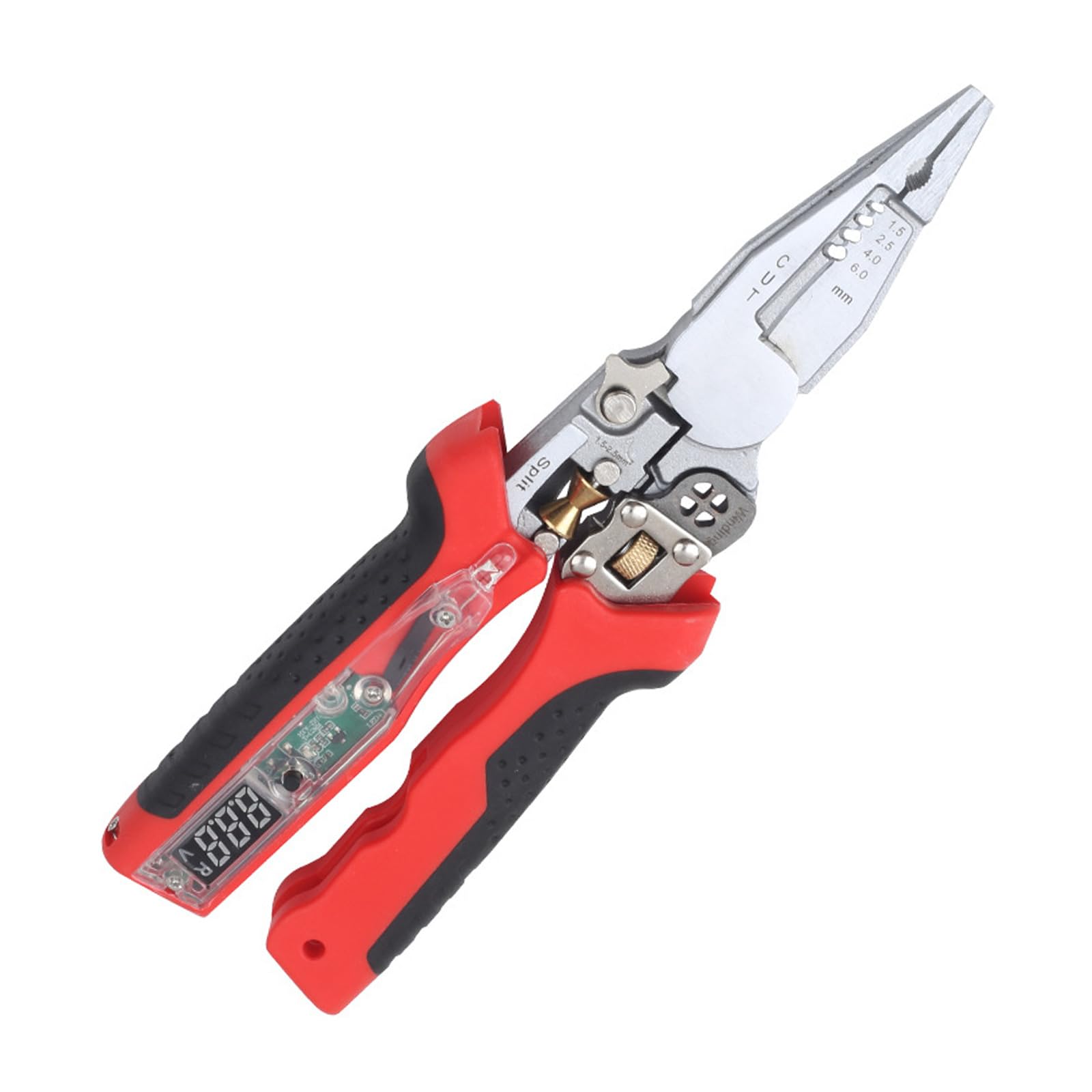 Jiapika Red/Black Anti-Slip Grip Wire Stripper Pliers With Display Window, Marked Wire Positions, Crimping Area And Metal Body For Routine Wiring Tasks