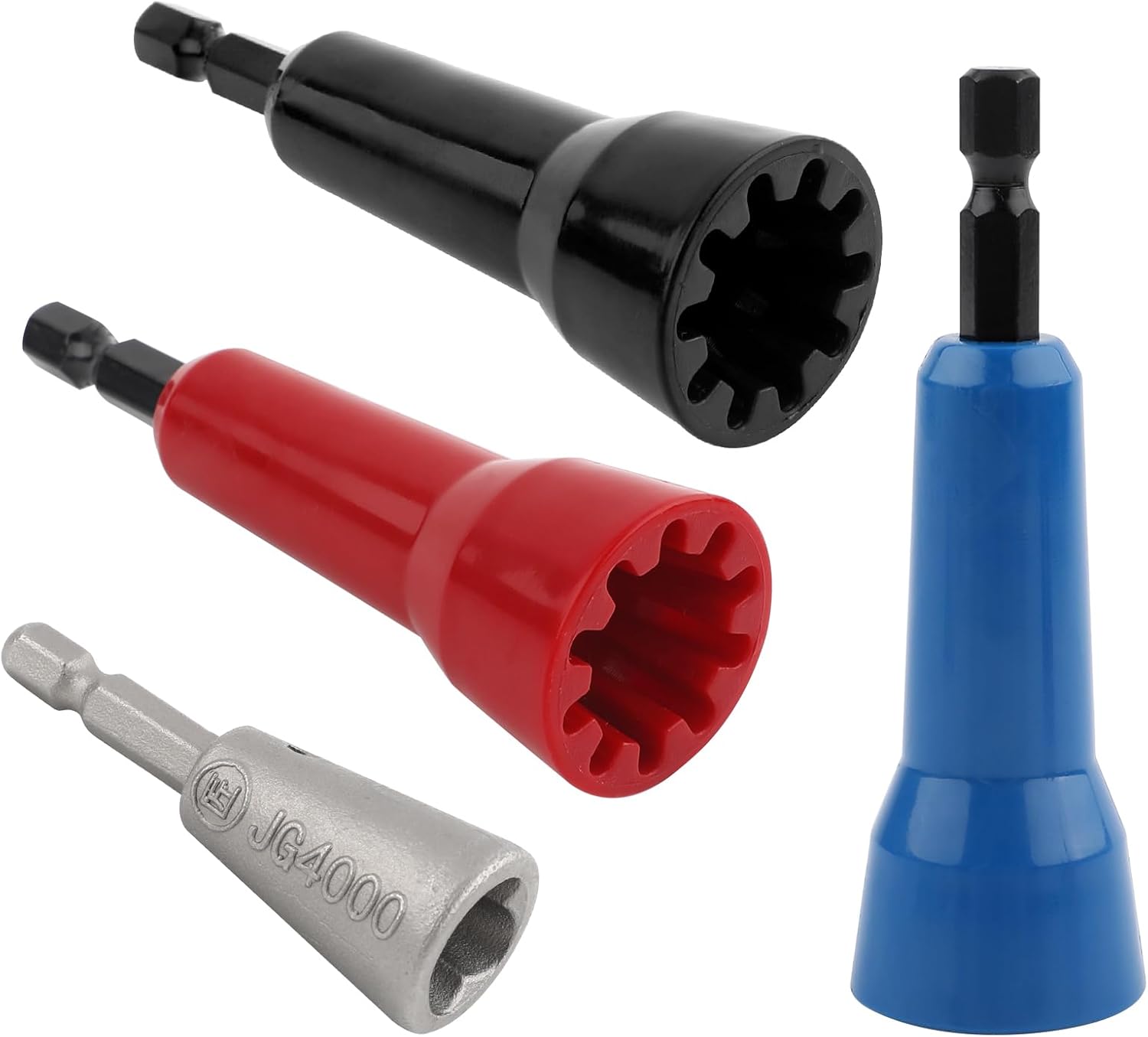 4 PCS Wire Nut Twister Tool for Drill,Fast Wire Twister Tool Spin Twist Wire Connector Socket,Wire Connector Driver with 1/4" Chuck,Heavy Duty Wire Stripping and Twisting Tools for Electricians