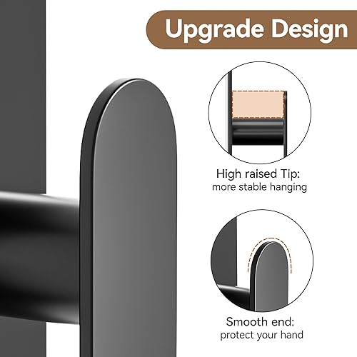 Miniatura 4 de Ganchos adhesivos para toallas para baño colgador de pared extra fuerte de 20 libras para ducha, cocina, casa rodante, apartamento, color negro,