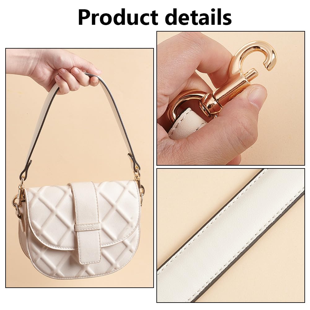 PH PandaHall 20.3 Inch Leather Bag Handle for Small Purses & Handbags - Replacement Strap with Clasp for Underarm/Shoulder Bag (White) - Image 4
