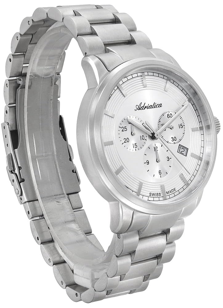 Adriatica Męski Zegarek A8307.5113CH z Bransoletą Stalową, Mechanizm Kwarcowy, Chronograf i Datownik