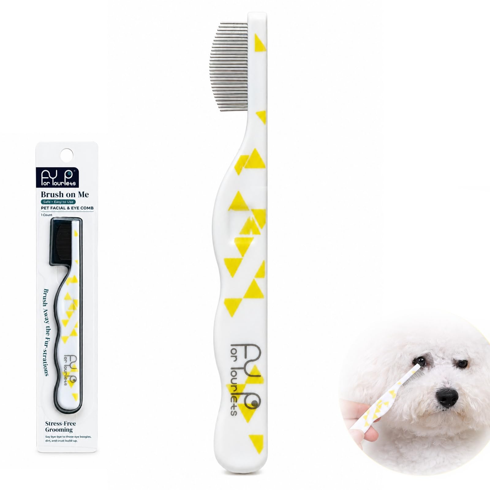 Gefaps Pet Facial Grooming Comb, Stainless Steel Dog Eye Comb for Tear Stains and Small Areas, Dog Flea Comb for Face Eye Corner Ear, Pet Grooming Comb for Cats and Dogs