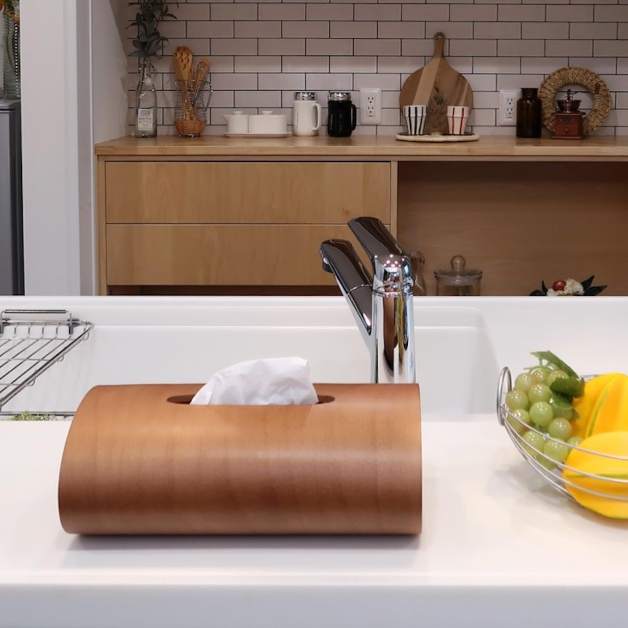 ブナコ BUNACO ティッシュボックス SWING(キャラメルブラウン）