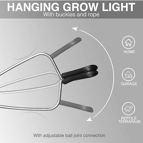 Miniatura 5 de Luz LED de crecimiento: 144 chips LED de espectro completo luz solar para plantas de interior, hidroponía, vegetales, flores y flores, luces de
