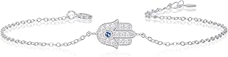 Bracelet Argent 925 pour Femme en en Main de Fatma, Bracelet Khamsa serti de Pierres en Zirconia pour Femme et Jeune Fille, Bracelet Femme Argent, Or Jaune ou Or Rose