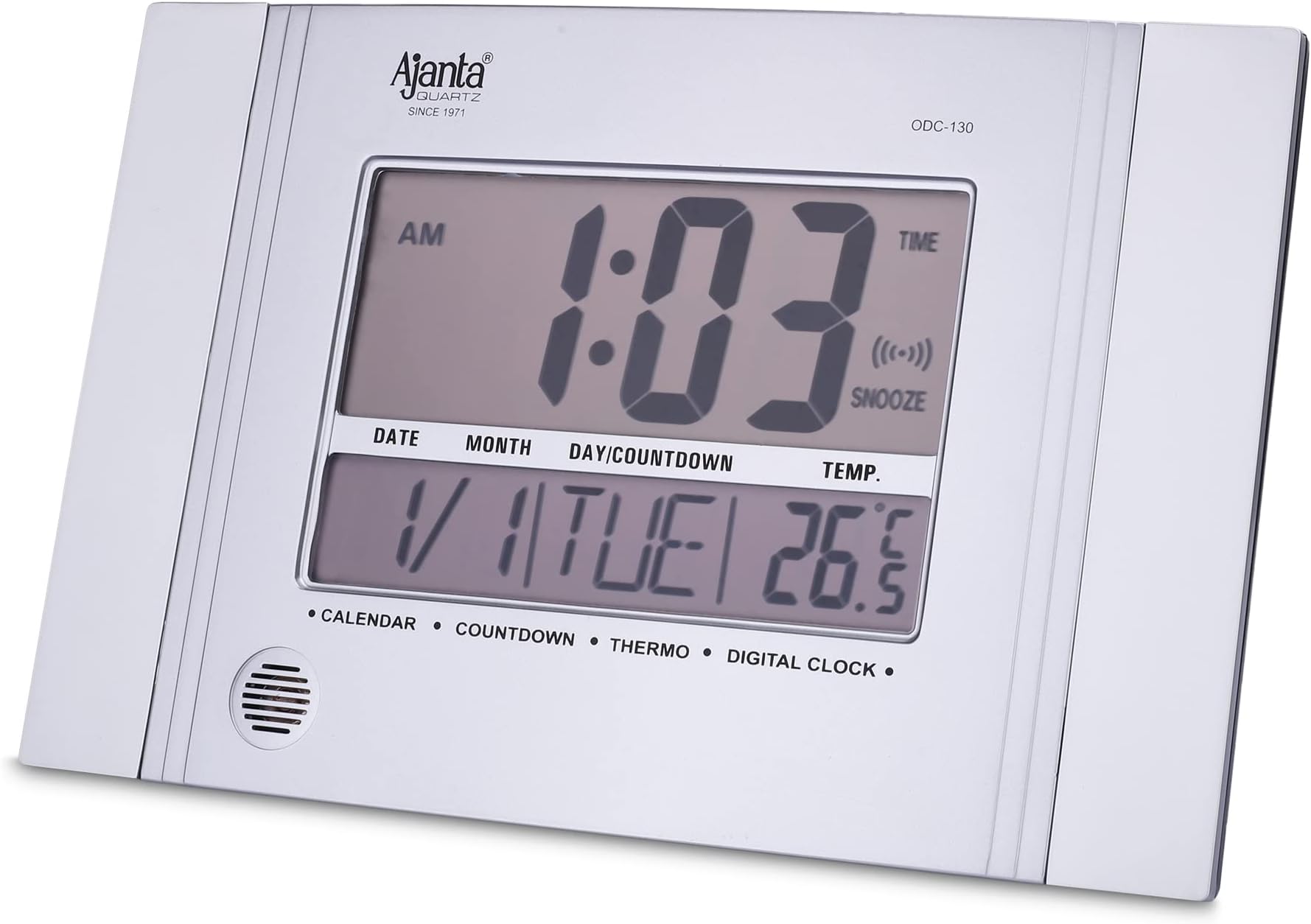 Buy Ajanta Quartz Plastic Abstract Rectangle Digital Alarm Wall Clock (Grey, 29 cm x 19 cm x 2.5