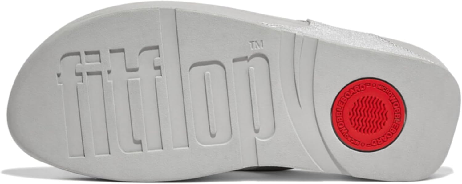 FitFlop™ Womens Lulu Leather Toe-Post Sandal, Silver, Size 8 - Image 6