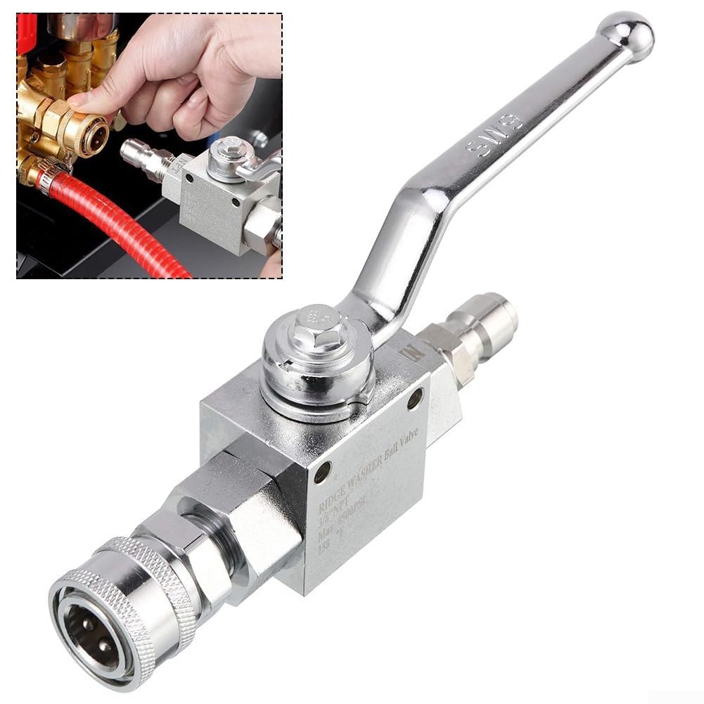 Valvola a sfera ad alta pressione da 4500 PSI, tubo flessibile della valvola di arresto dell'idropulitrice a sgancio rapido 3/8, struttura in acciaio inossidabile (3/8)