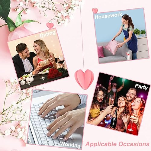 Miniatura 6 de Uñas postizas a presión para el día de San Valentín, de longitud media, con patrón de labios de corazón rojo, diseño de ballet, francesas, con