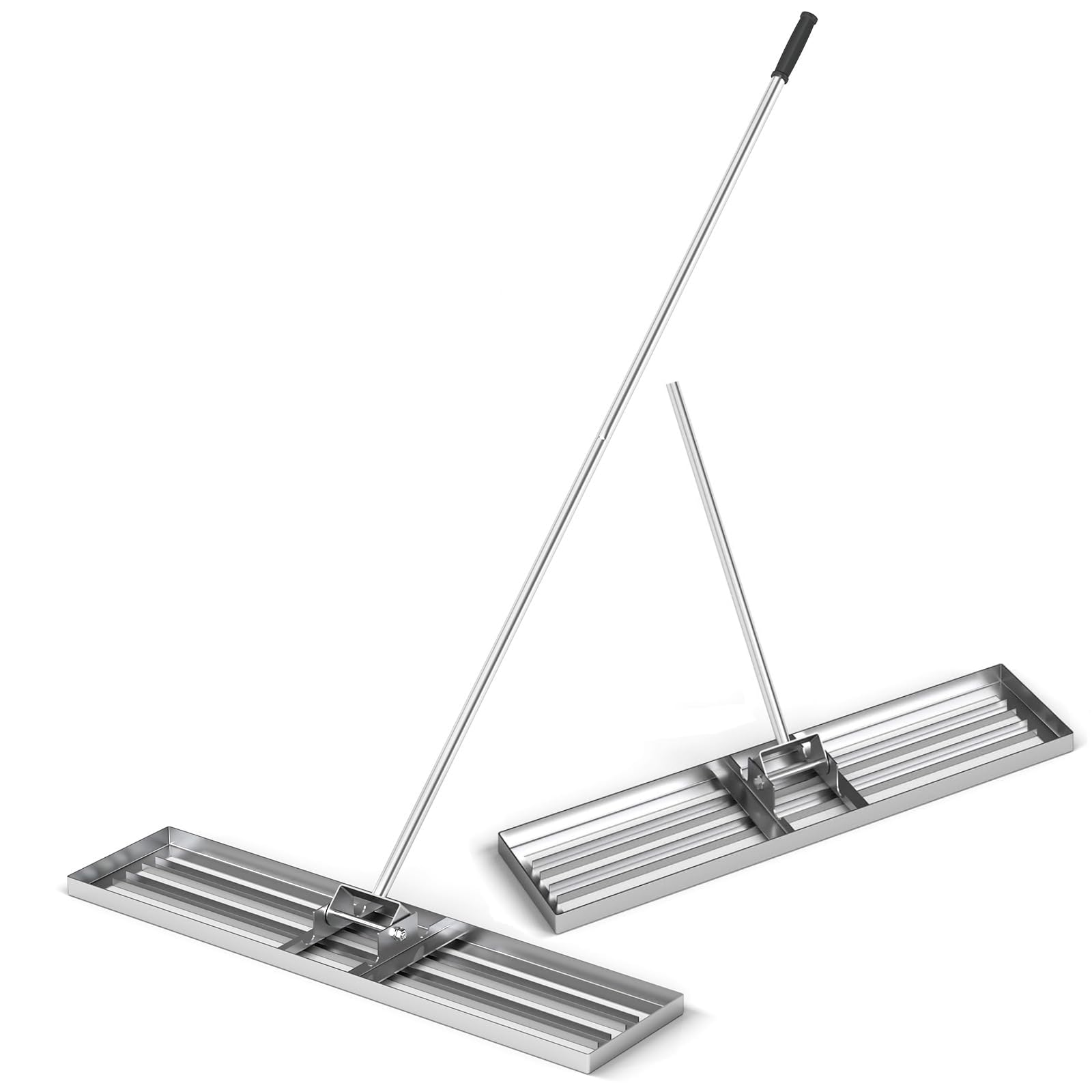COSTWAY Lawn Leveling Rake, 30”/36”/42” x 10” Lawn Leveler with 77” Ergonomic Handle, Heavy Duty Landscape Rake Soil Leveling Tool for Garden, Golf Course and Farm (42” x 10”/106 x 25cm, Silver)
