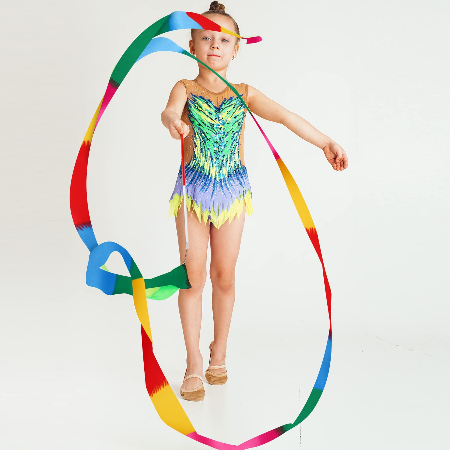 Nastri Da Ginnastica Ritmica 2 Pezzi, 2 Metri, Colori Profondi, Per Bambine E Adulti, Con Bastone, Attrezzatura Danza
