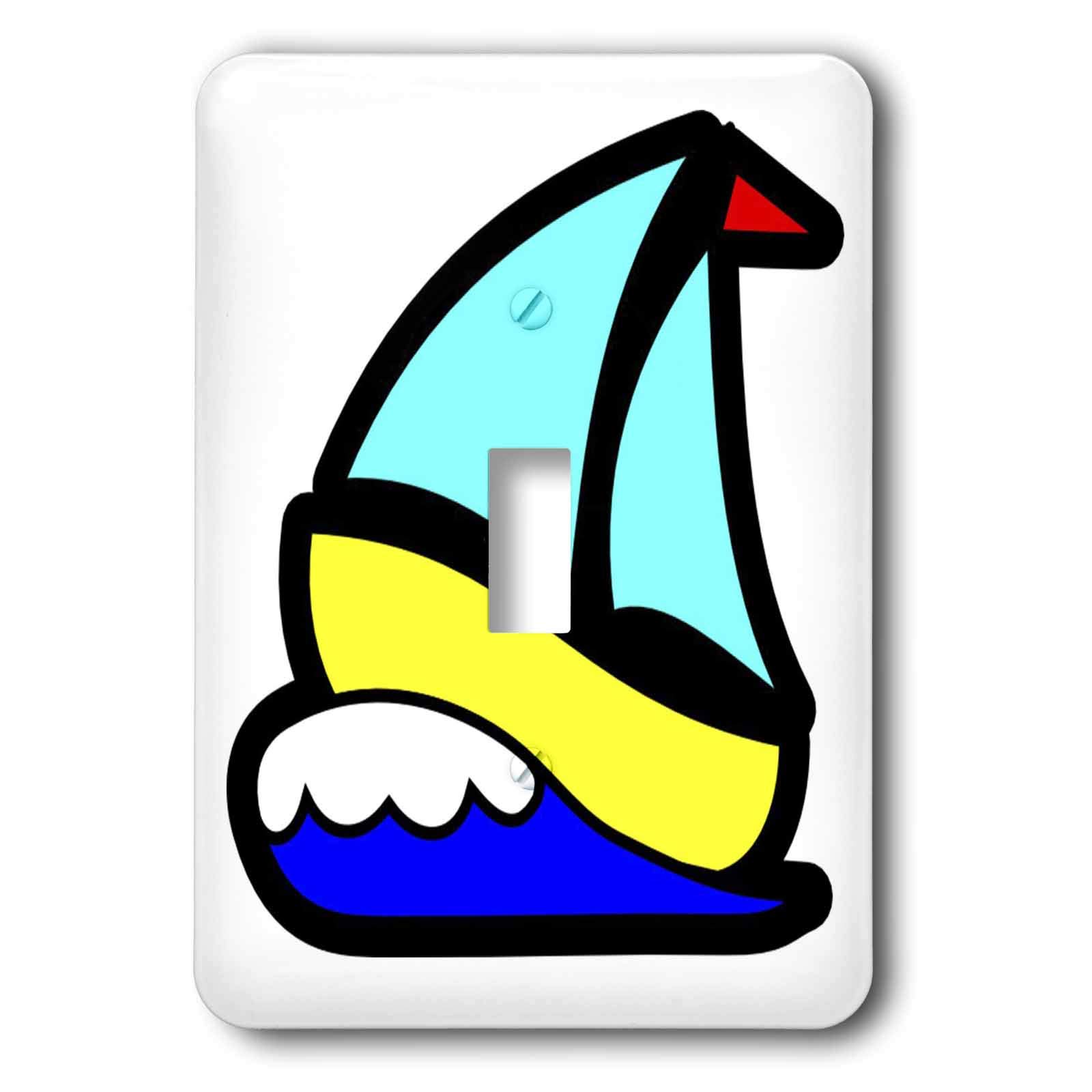 Interrupteur à bascule simple voilier turquoise jaune bleu pour déco marine
