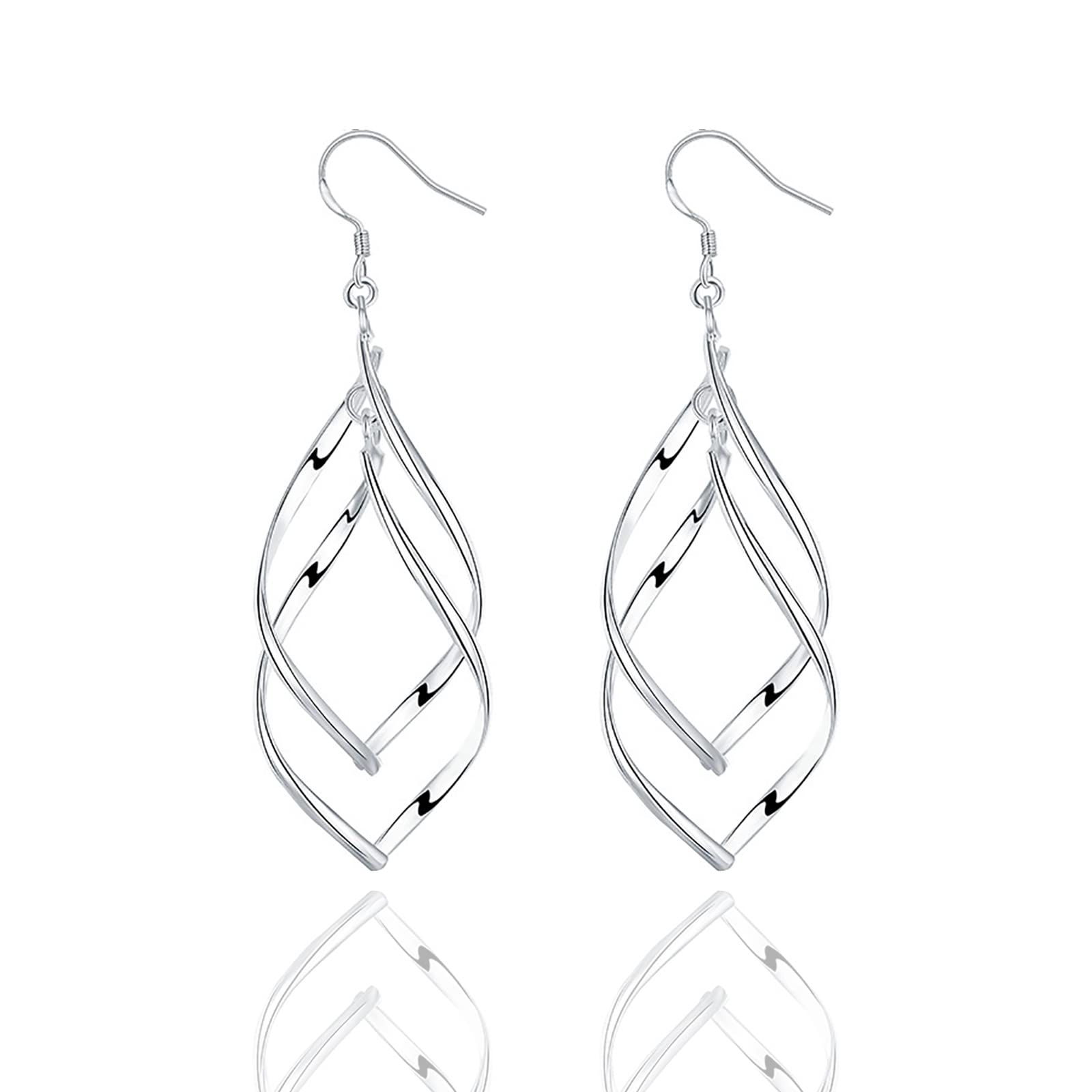 925 Sterling Silver Earrings Dangle Earrings Linear Drop Statement Earrings for Women Teen Girls(Leaf shape)