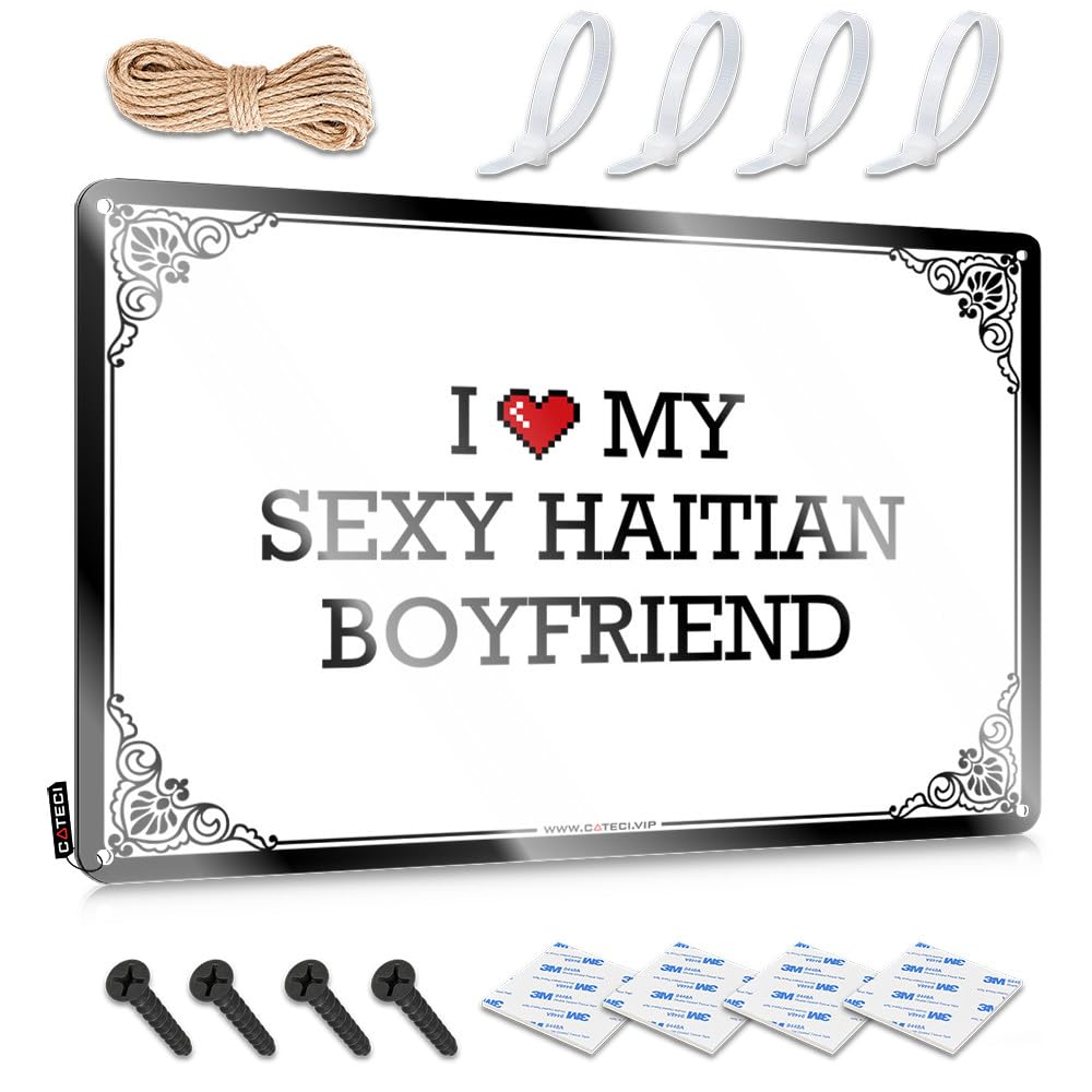 Funny Vintage Signs Cute Rv Camping Accessories Soft Area I Love My Sexy Haitian Boyfriend - Vintage Wall Decor For Campers(20X30CM)