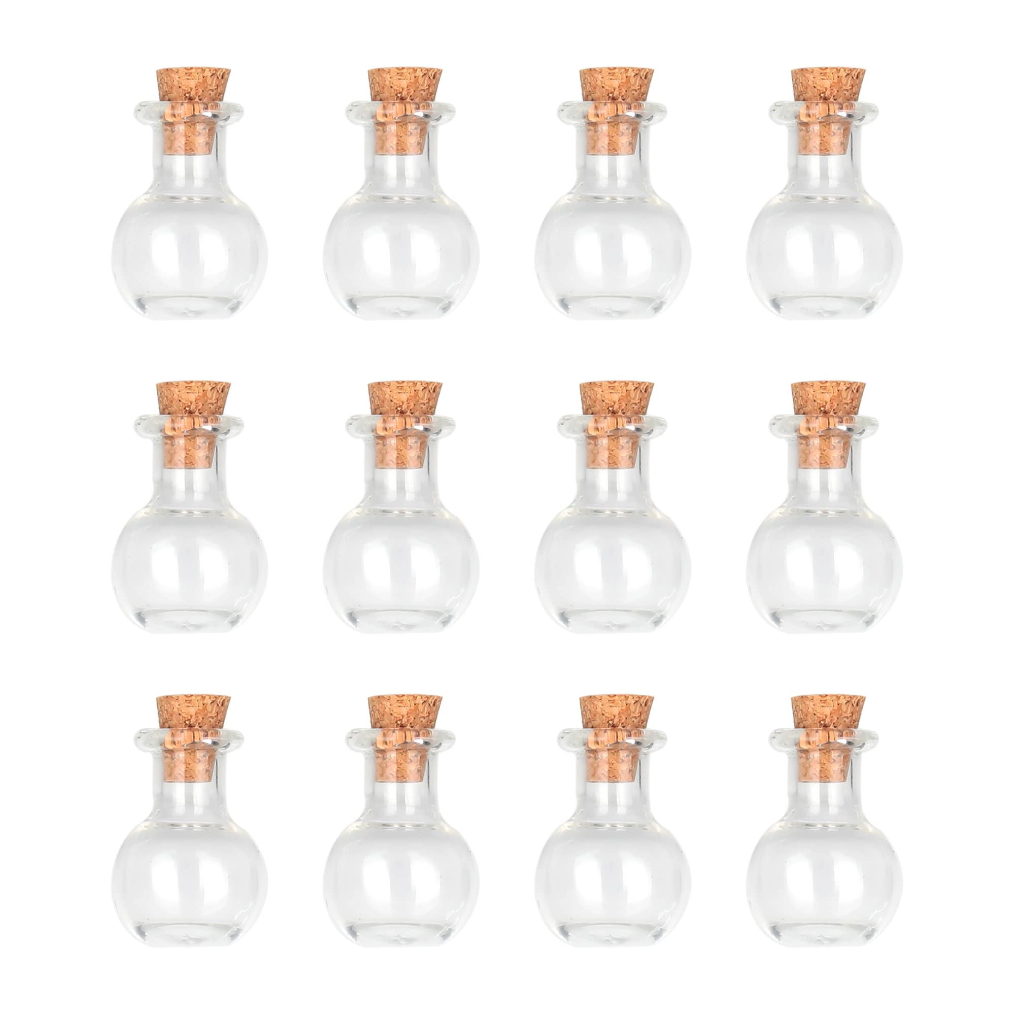 Magic Season Tiny Decorative Glass Bottles 12 Pcs (Tiny Flat-Bottomed Potion Bottles)