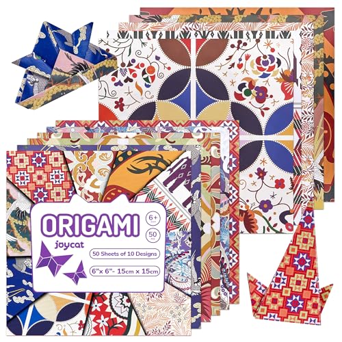 Ethnic Patterns Origami Paper - 50 Sheets 6x6 Inches - Double-Sided Traditional Cultural Art Colored Folding Paper for Adults, Artists & Kids - Ideal for Scrapbooking, Card Making and DIY Crafts