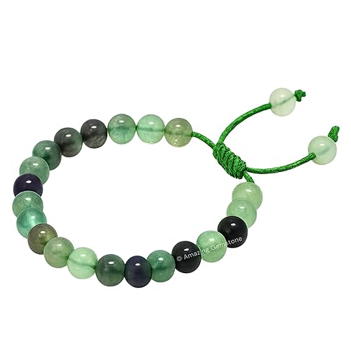 Vista 469 de Amazing Gemstone Yaxaite Bracelet for Women Men's Gifts - Protection Healing Crystal Bracelet - 8mm Gemstone Beaded Adjustable Bracelet Pulseras