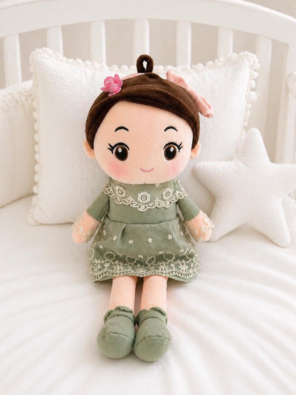 SCOOBA Girl Doll with Cute Green Frock 40cm Medium Height Stuffed Toy-image-15