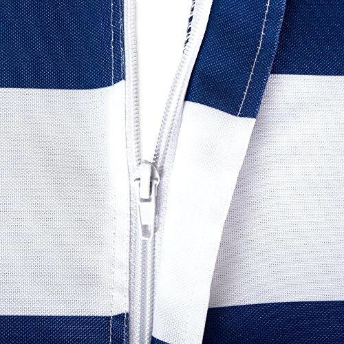 DII Blue Cabana Stripe Outdoor Tablecloth With Zipper, 52" Round w Nautical, Nautical Blue, 52 inch (Round) - Image 3