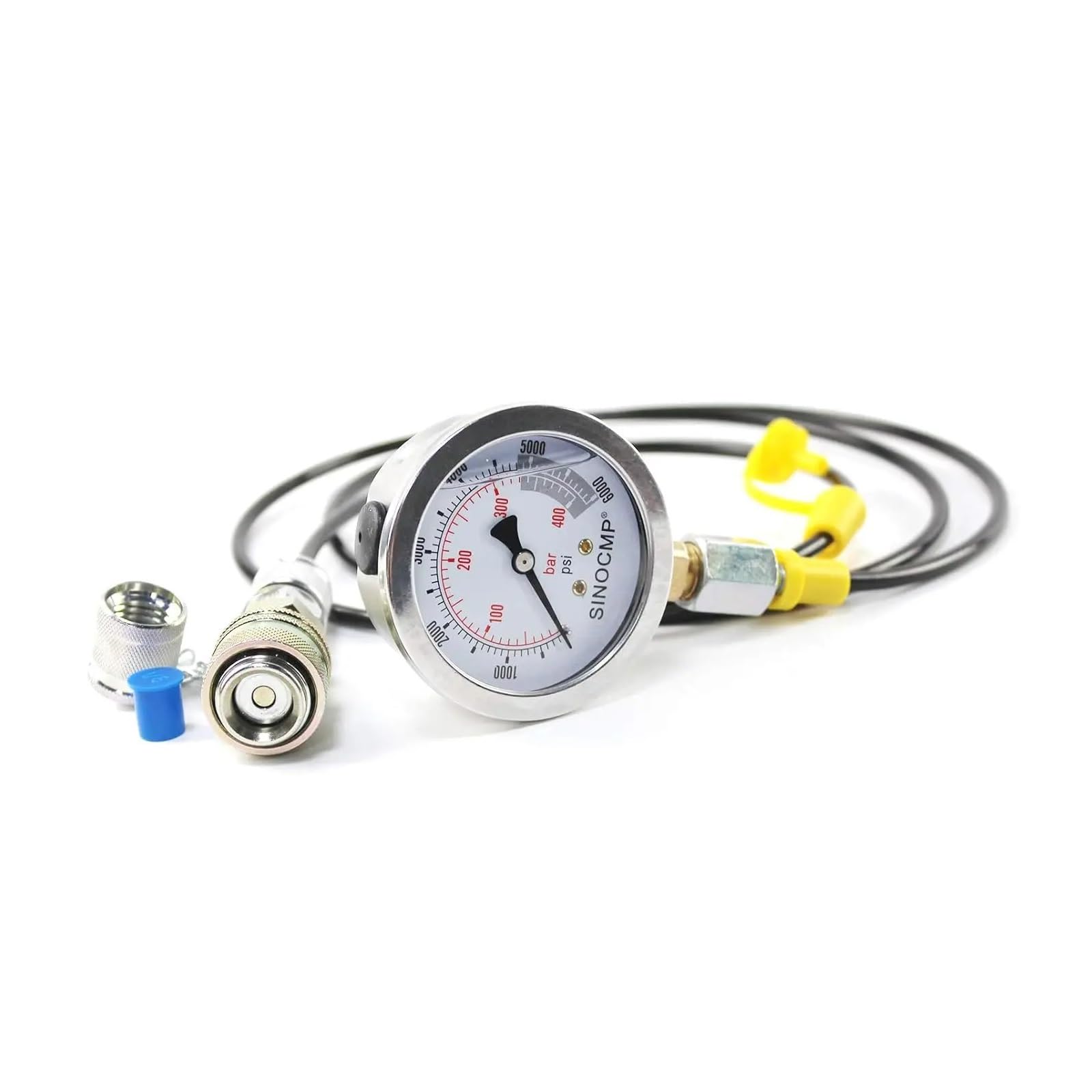 Manómetro, Kit de acoplamiento prueba presión hidráulica 40MPA/6000PSI, manómetro con 1, manguera y 2 acoplamientos para excavadora