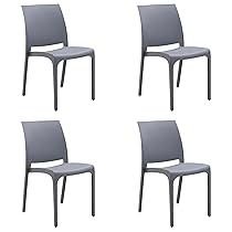 Totò Piccinni Sedia VOLGA in polipropilene design impilabile per esterno Made in Italy (4, Grigio)