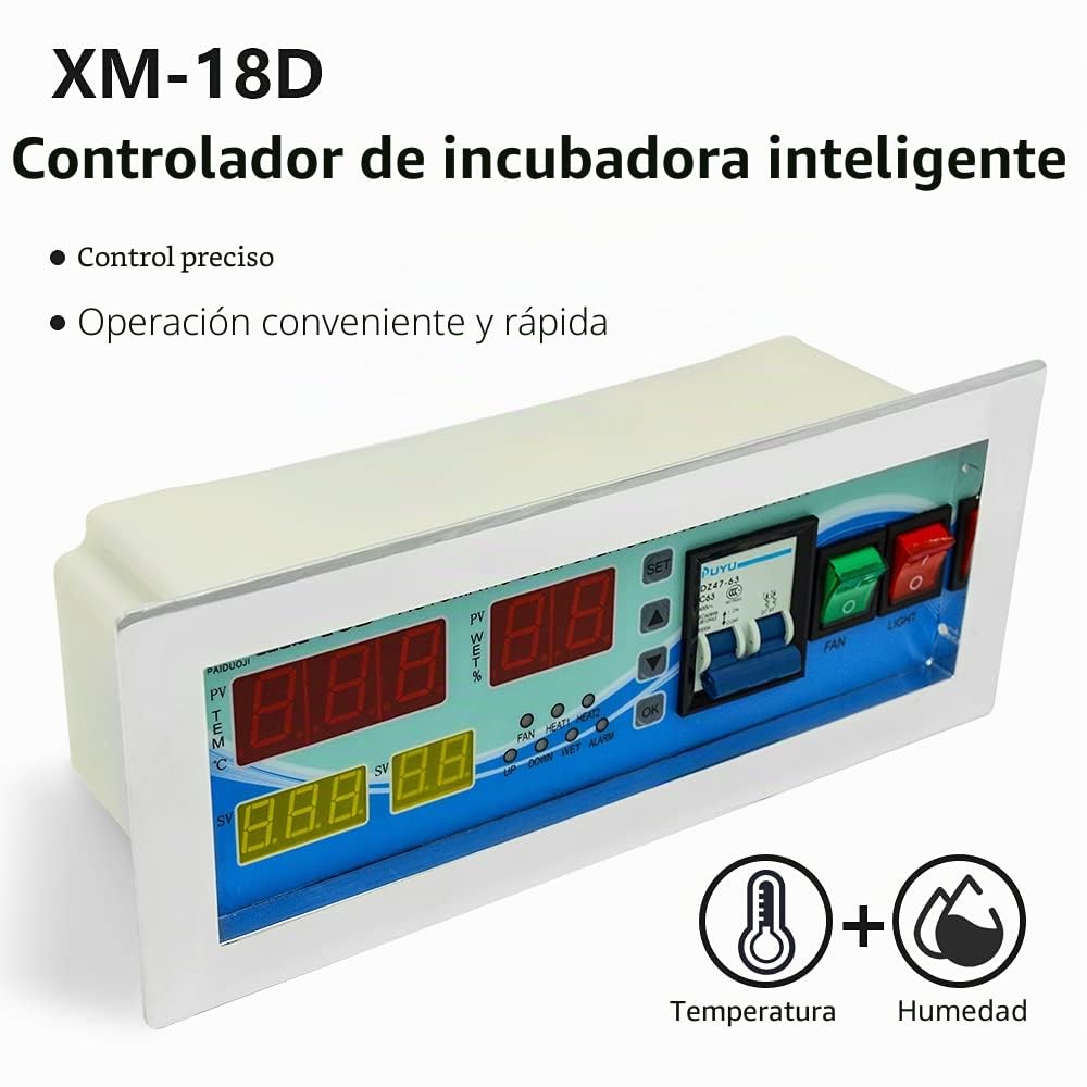Controlador de incubadora digital Controlador de incubadora Controlador de temperatura y humedad totalmente automático180V~240V XM-18D