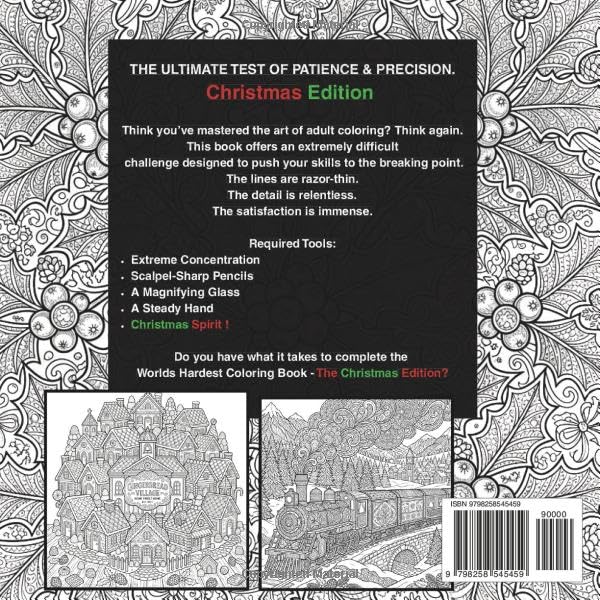 The Worlds HARDEST Coloring Book Christmas Edition: Extreme Festive Fun & Micro-Patterns for Adults: 30 Insanely Detailed Coloring Pages for Stress Relief, Focus and Expert Precision image 3